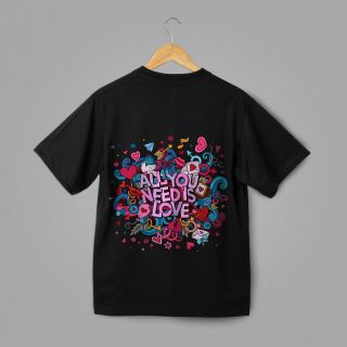 LOVE-CENTRIC ALL YOU NEED IS LOVE PRINT BOYFRIEND T-SHIRT