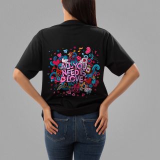LOVE-CENTRIC ALL YOU NEED IS LOVE PRINT BOYFRIEND T-SHIRT