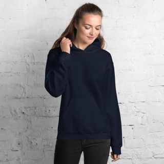WOMEN CLASSIC NAVY BLUE HOODED PULLOVER