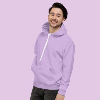 MEN LAVENDER SOLID HOODIE SWEATSHIRT