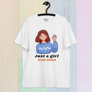 Just A Girl With Goals White Printed T-shirt
