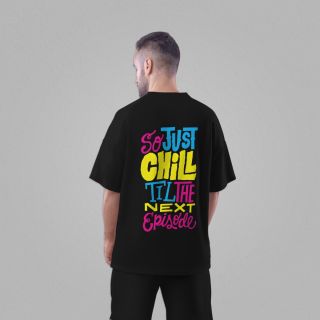 SO JUST CHILL QUIRKY PRINT OVERSIZED TEE