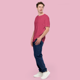 Raspberry Pink Melange Half Sleeve T-Shirt Mens