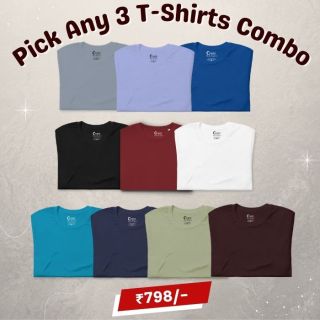 PICK ANY 3 WOMEN'S SOLID COLOR T-SHIRTS COMBO