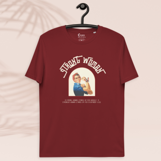 Maroon t-shirt with a quote on a strong women