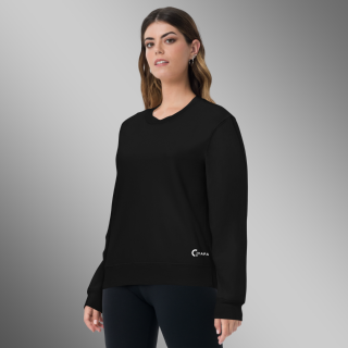 Women Solid Black Full Sleeve Sweatshirt