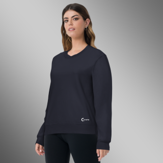 Women Solid Navy Blue Sweatshirt