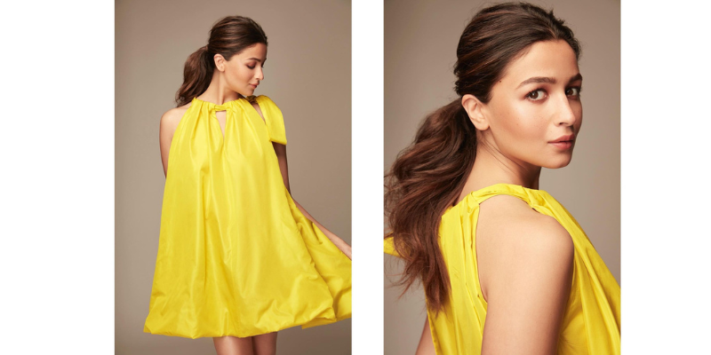 alia bhatt puff yellow dress